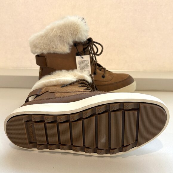 Koolaburra by UGG Ryanna Boots Leather Suede Faux Fur Lace Up Booties Chestnut - Picture 6 of 7
